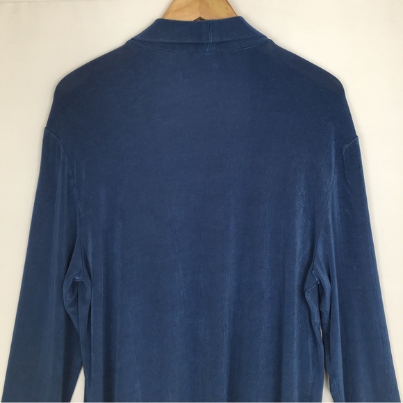 Chico’s Traveler's Open Front Cardigan Slinky Stretchy Blue Women’s Size 16 - Picture 7 of 10